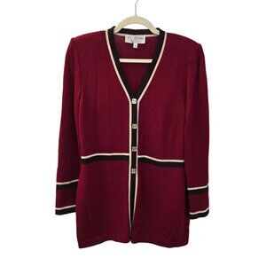 St. John Collection by Marie Gray Vintage Knit Color Block Cardigan Sweater Sz 4